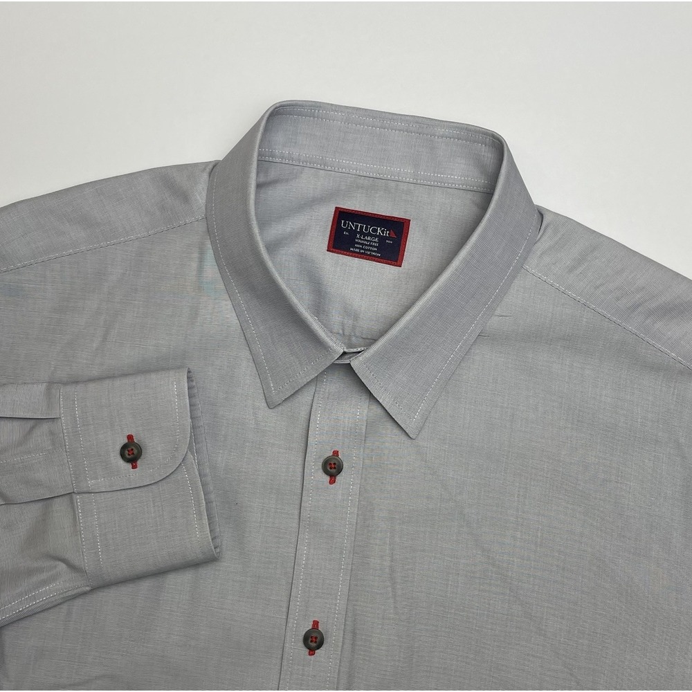 UNTUCKit Rubican Shirt Mens XL Regular‎ Fit Long Sleeve Wrinkle Free Gray Cotton